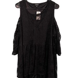 Torrid Black Open Shoulder Lace Knee Length Dress Size 2XL